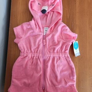 NWT 9m Carter's Pink Hooded Kids Swim Coverup